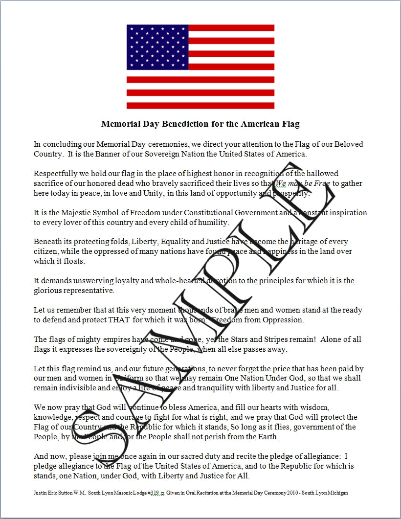 Memorial Benediction for the American Flag