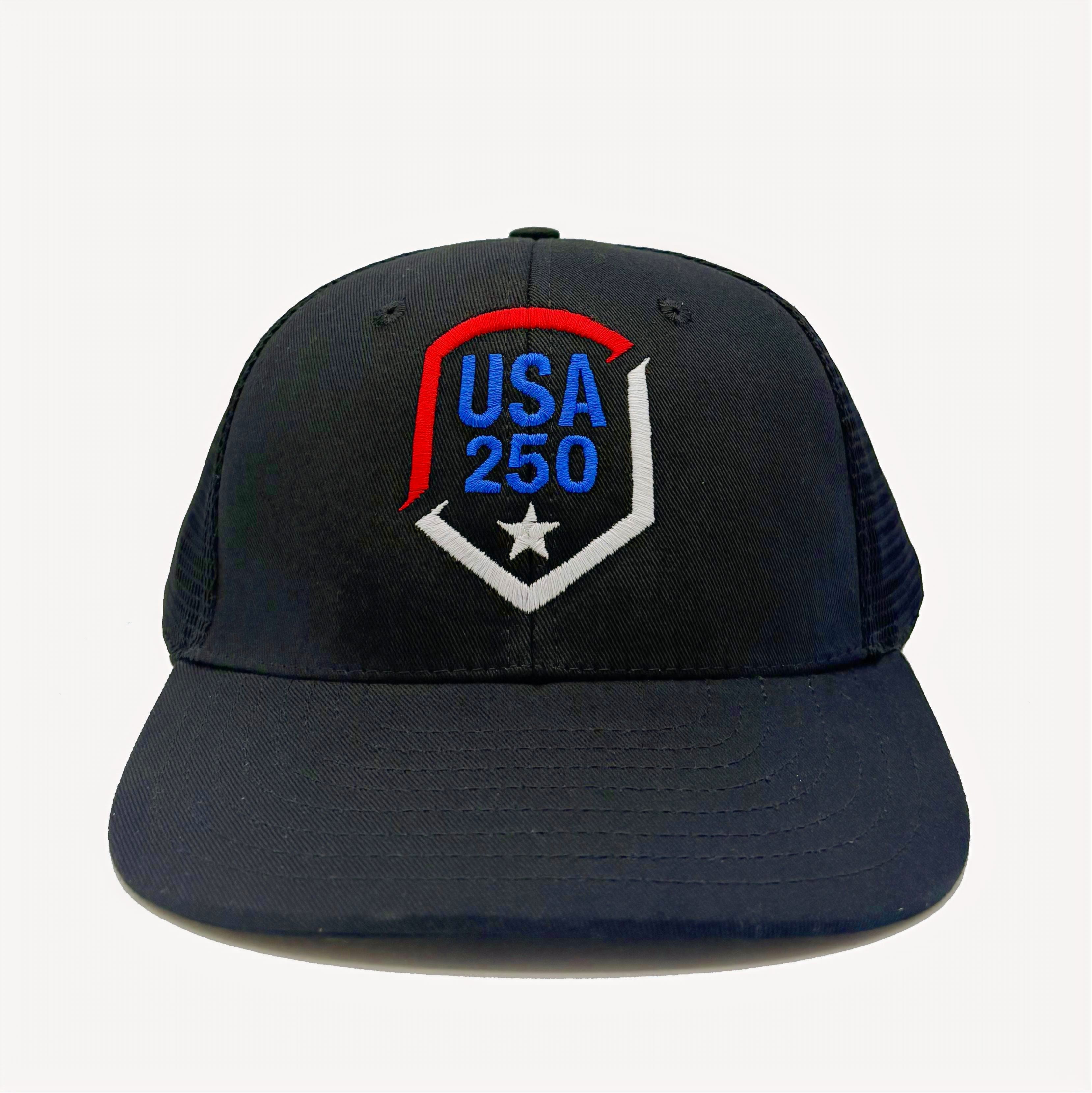 USA 250 Shield Baseball Cap - Trucker Style - Made in the USA