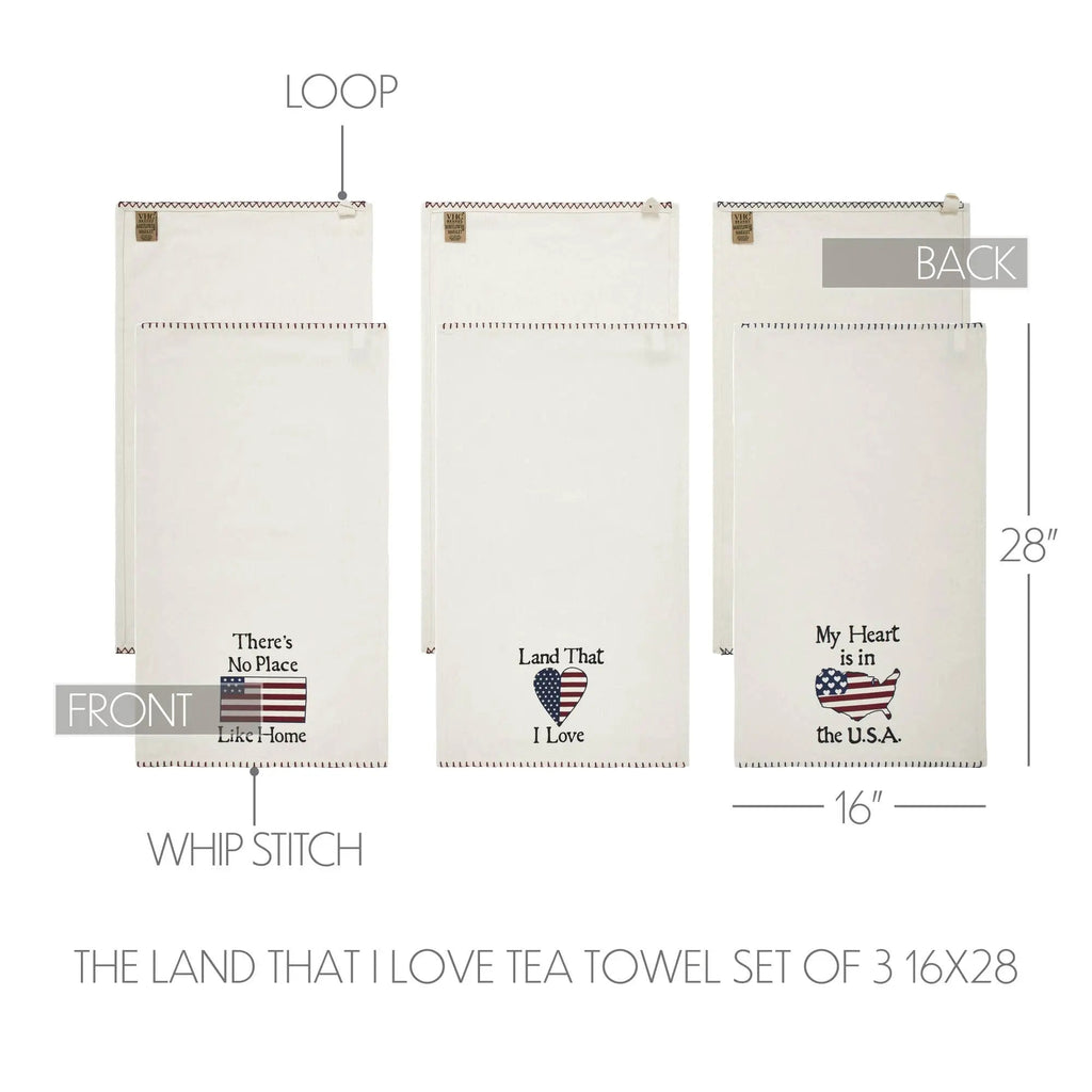The Land That I Love Tea Towel Set of 3 16x28