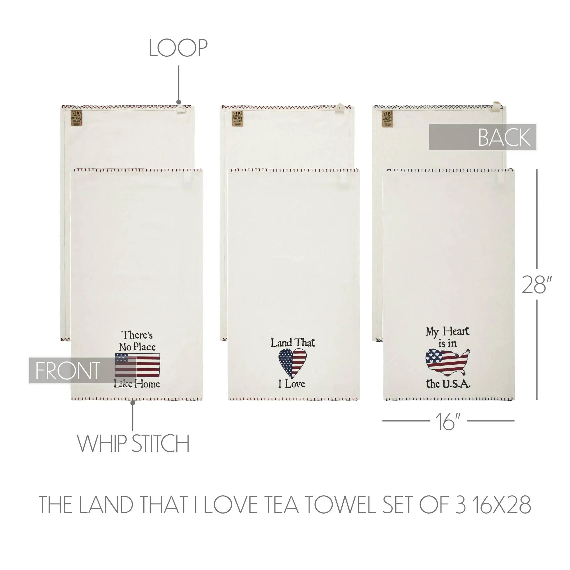 The Land That I Love Tea Towel Set of 3 16x28