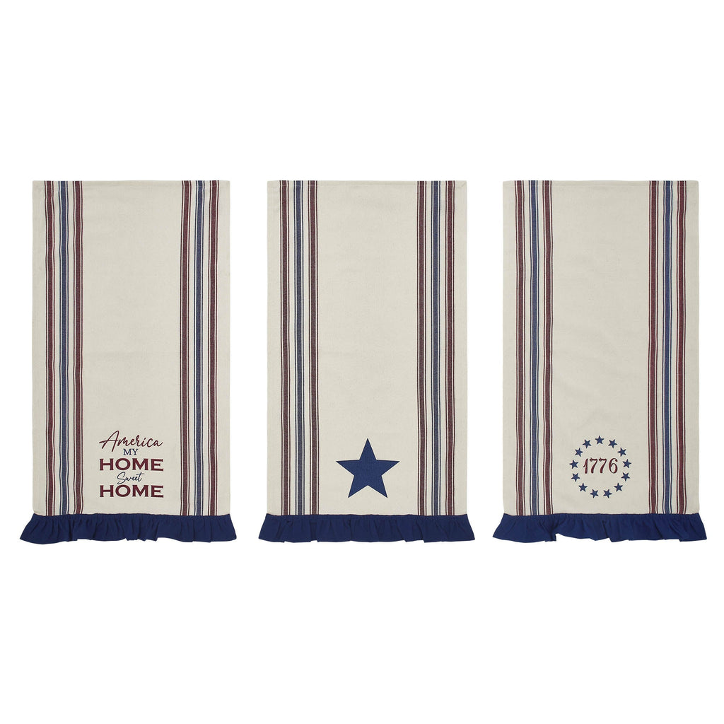 Celebration America My Sweet Home Ruffled Tea Towel Set - Set of 3
